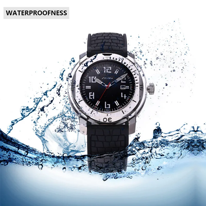 30m Waterproof Silicone Band Watch Men's Sports Wrist Watches Men