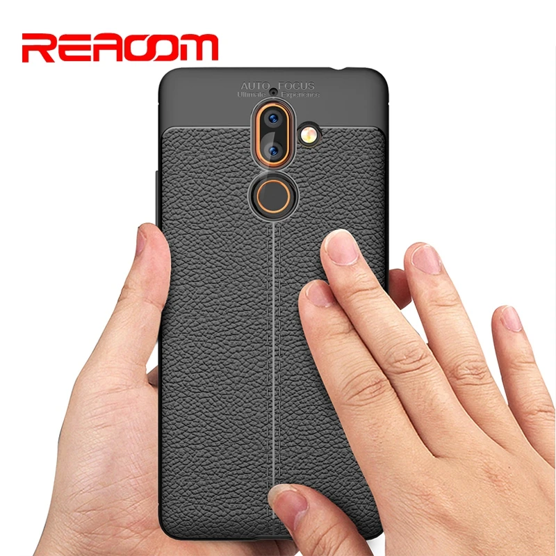 REAOOM Litchi Pattern PU Leathe Case for Nokia 7 Plus Phone Cover 5 6 8 X6 Business Fitted Coque |