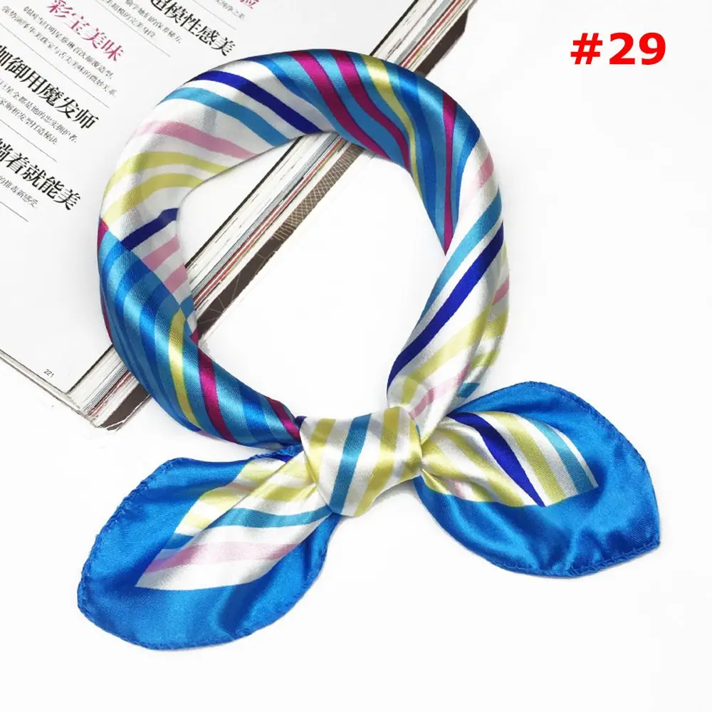 1 шт. мягкие шелковые квадратные банданы шарфы платок атласная стюардесса женский элегантный шелковый шарф женские аксессуары - Цвет: 29