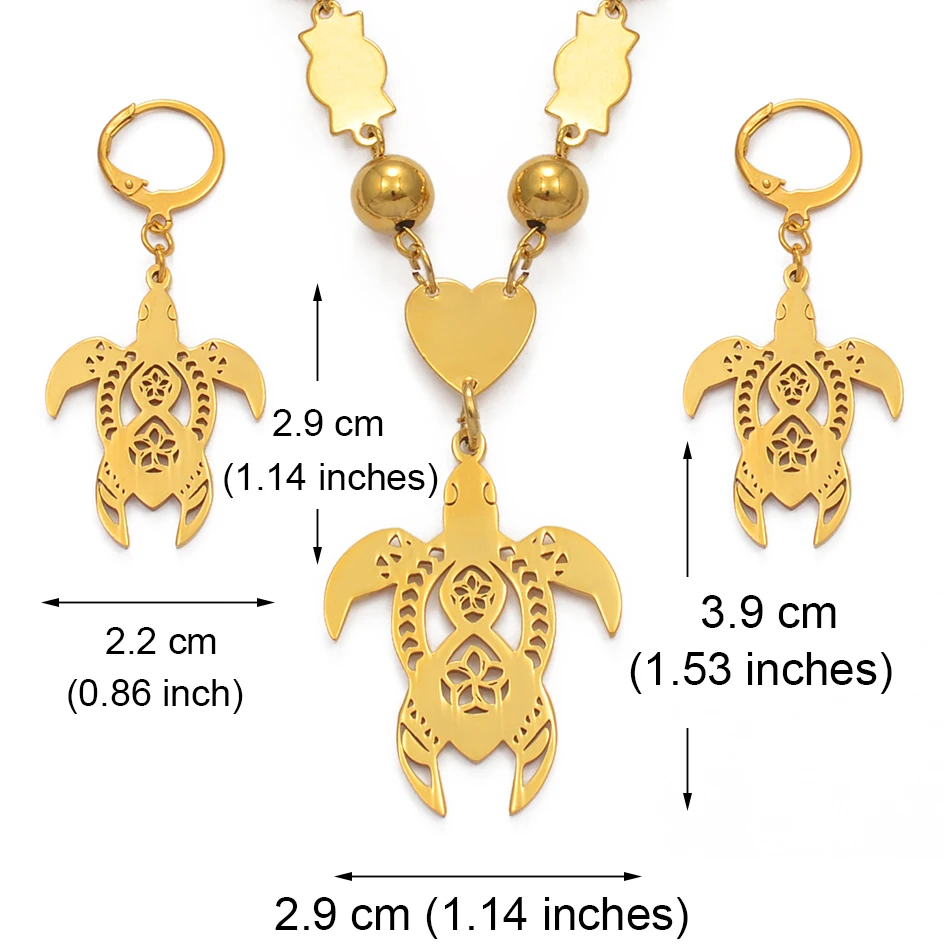 Anniyo Hawaii черепаха цветы ожерелья серьги Микронезия вечерние Ювелирные наборы Гуам черепаха для женщин девочек подарок на день рождения#108321