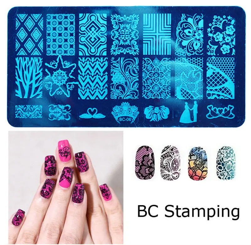 1pcs nail stamping plates tools diy fashion lace flower pattern