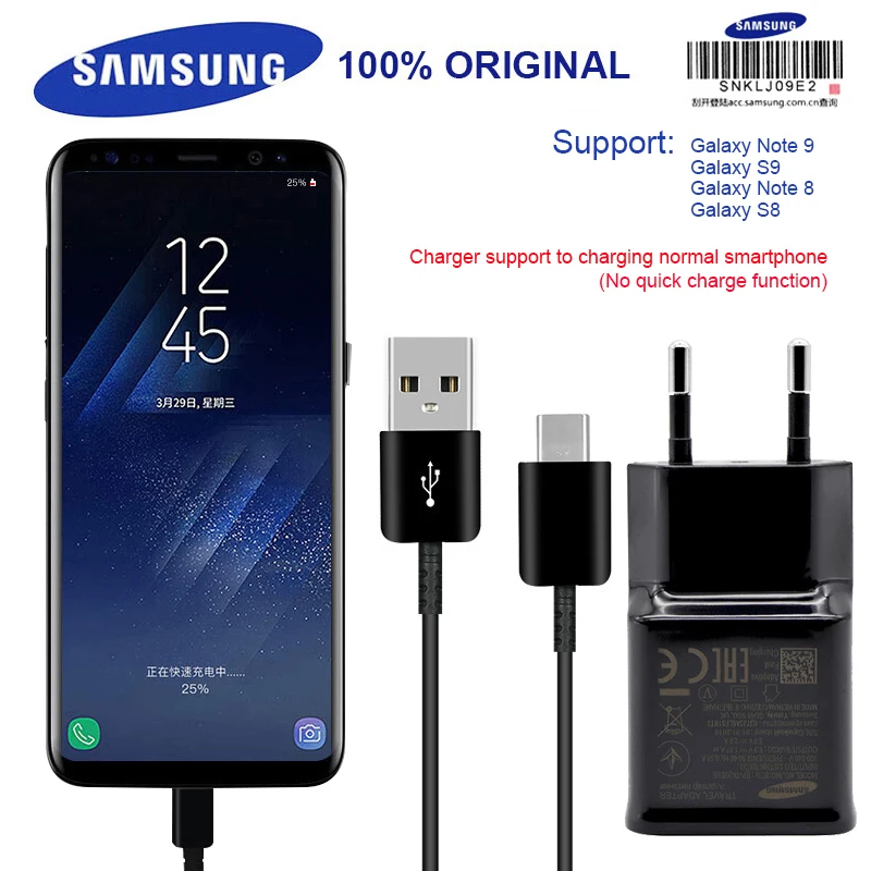 

Origina Samsung Charger Fast Charge for S9 S9+ S8 s8+ note8 Note 9 Type-C/Micro USB Interface Mobile Phone Quick Charging