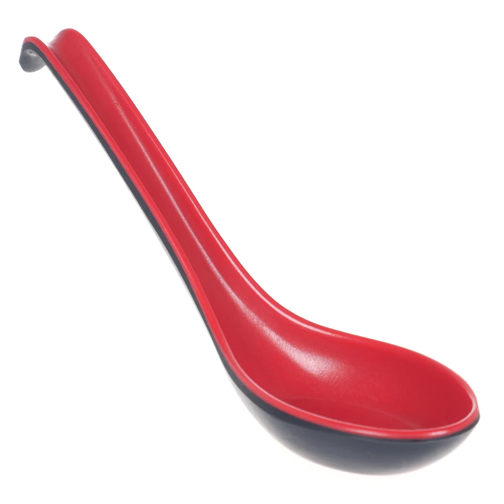 

1pcs Red Black Color Home Flatware Japanese Plastic Bowl Soup Porridge Spoon Hot Chinese Dinner Spoon Japanese Soup Spoon
