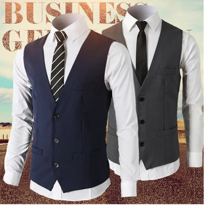 4.1    36    New Brand-Men's Clothing Vest-proof Vests Single Vest Chest Dress Social Slim Fit Sleeveless Men Vest Gilet Homme custom-made