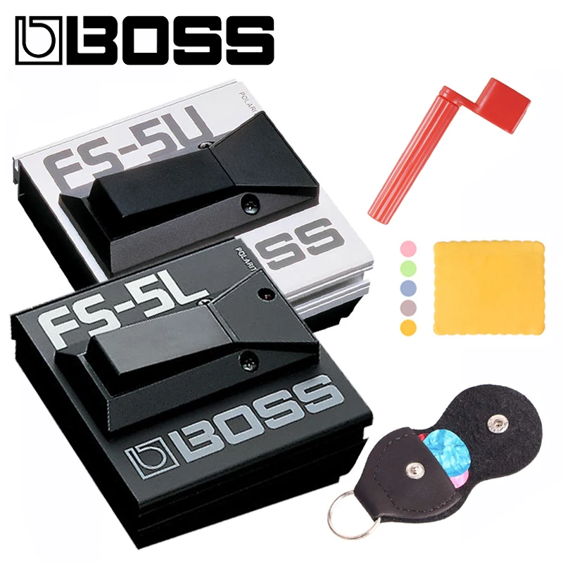 boss-interruptor-de-pie-de-fs-5u-sin-enganche-conjunto-de-reposapies-de-metal-con-puas-pickbag-pano-de-pulido-y-enrollador-de-cuerdas-fs-5l