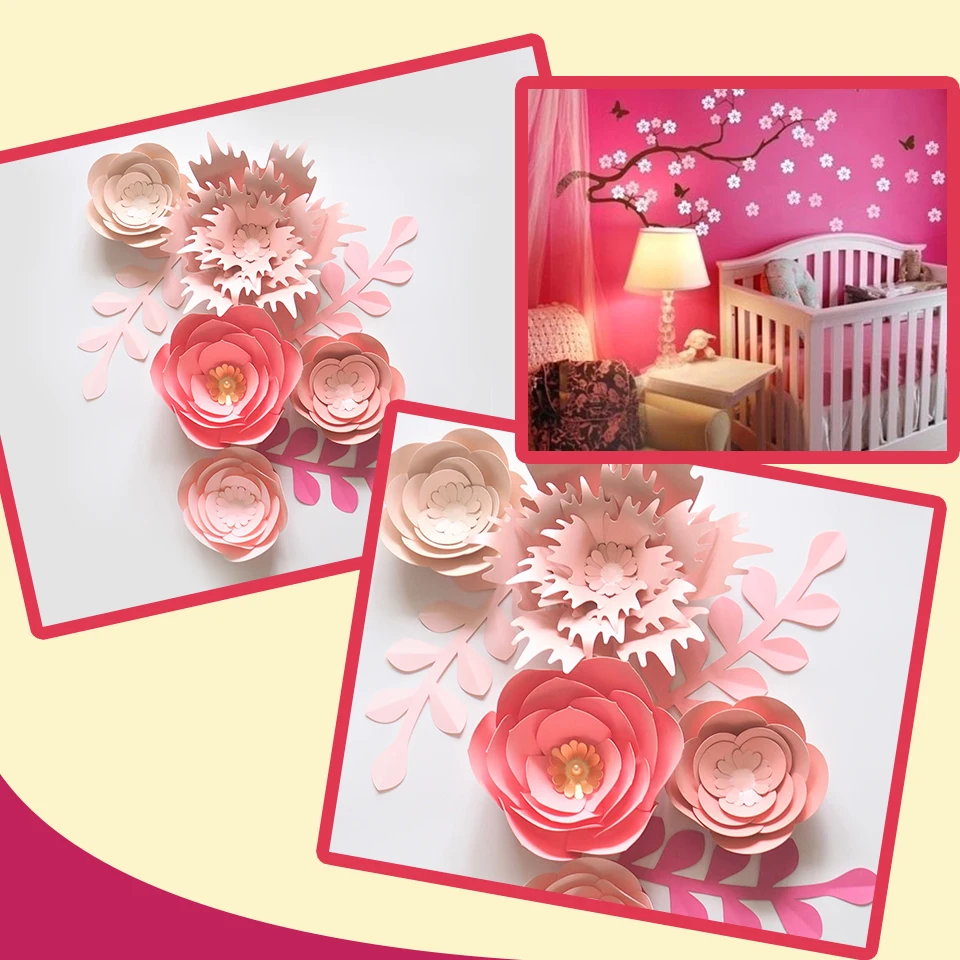 Handmade Cardstock Rose DIY Paper Flowers Leaves Set For