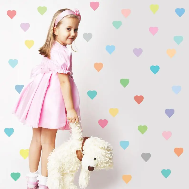 

Heart Wall Sticker For Kids Room Baby Girl Room Decorative Stickers Nursery Bedroom Wall Decal Stickers Home Decoration JJ005