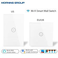 Wifi умный настенный сенсорный переключатель стеклянная панель мобильное приложение пульт дистанционного управления без концентратора требуется работа с Amazon Alexa Google Home США ЕС Великобритания