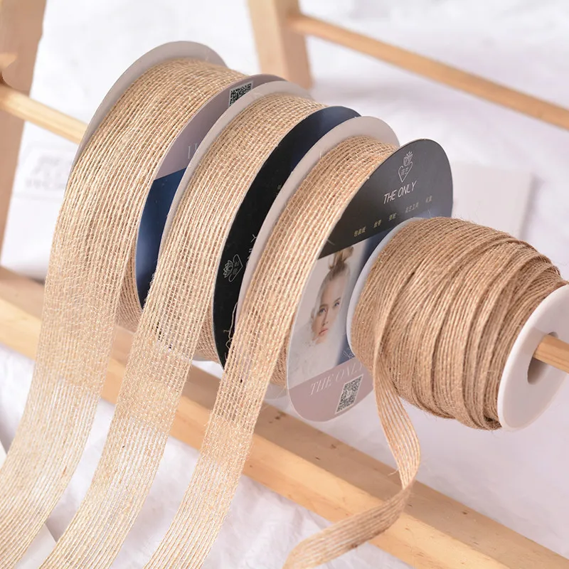 15 Yards 10 38 mm Organic Cotton Blend Linen Ribbons Flower Bouquet