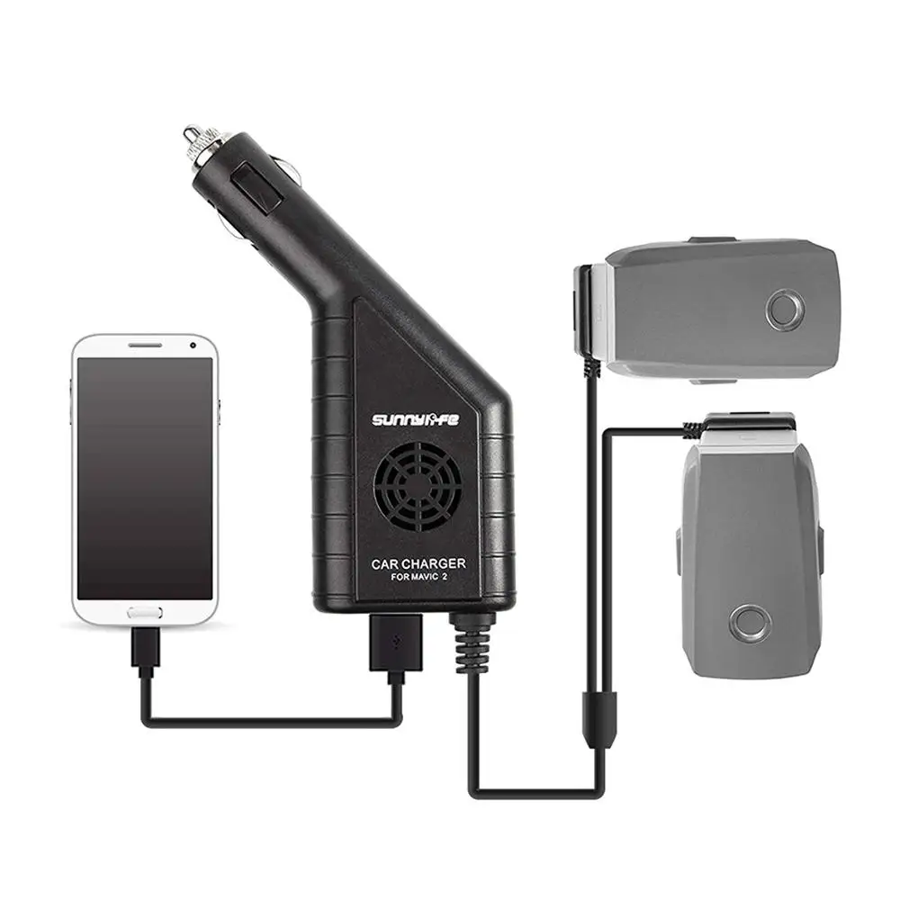 

Car Charger for DJI Mavic 2 Pro Zoom Dual Battery Parallel Charger 3in1 Multi Charger Dock USB Charging Hub Remote Controller