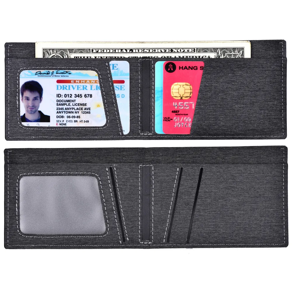 Мужской тонкий кошелек RFID Блокировка двойные три раза Натуральная кожа бумажник