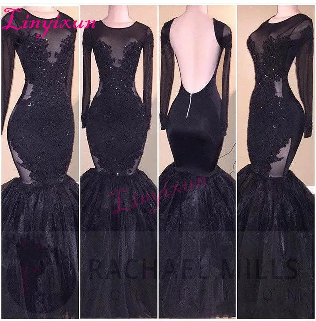Prom Dresses 2018 Sheer Black