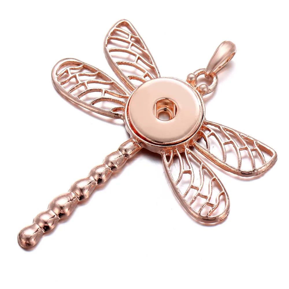 

Snap Button Jewelry Dragonfly Rose Gold Charms Pendant Fit 18MM Button Snap Custom Pendant Sweater Chain