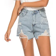 Женские облегающие джинсовые шорты, сексуальные рваные джинсовые шорты со средней талией, летние пляжные шорты с дырками, пляжные шорты с карманами