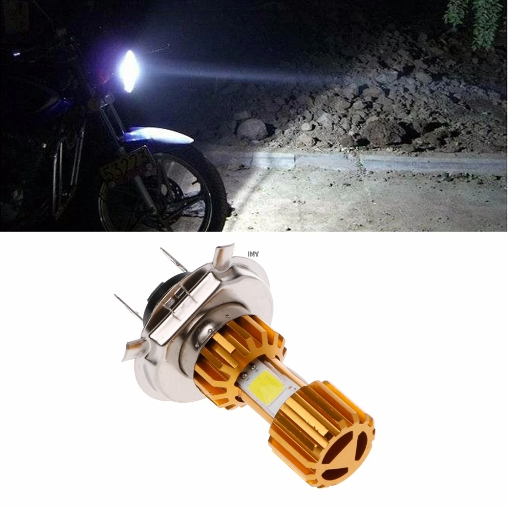 

1Pc H4 LED COB Motorcycle Bike Hi/Lo Headlight Lamp Bulb DC10-80V 6000K White light High Quality INY