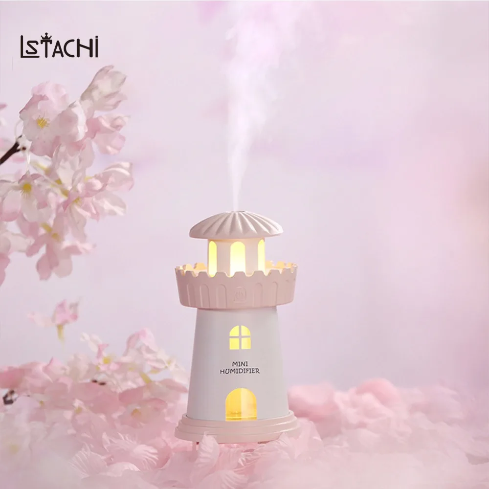 

LSTACHi Creative Lighthouse Ultrasonic Air Humidifier with LED Light 150ml Office Car USB Purifier Mini Portable Aroma Diffuser