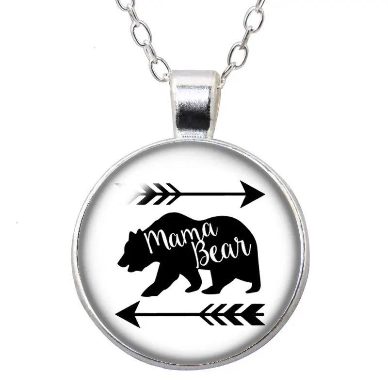 Love Mama Bear фото серебро/бронза кулон ожерелье 25 мм стекло кабошон для женщин девочек ювелирные изделия подарок на день рождения 50 см - Окраска металла: ZB1040-06
