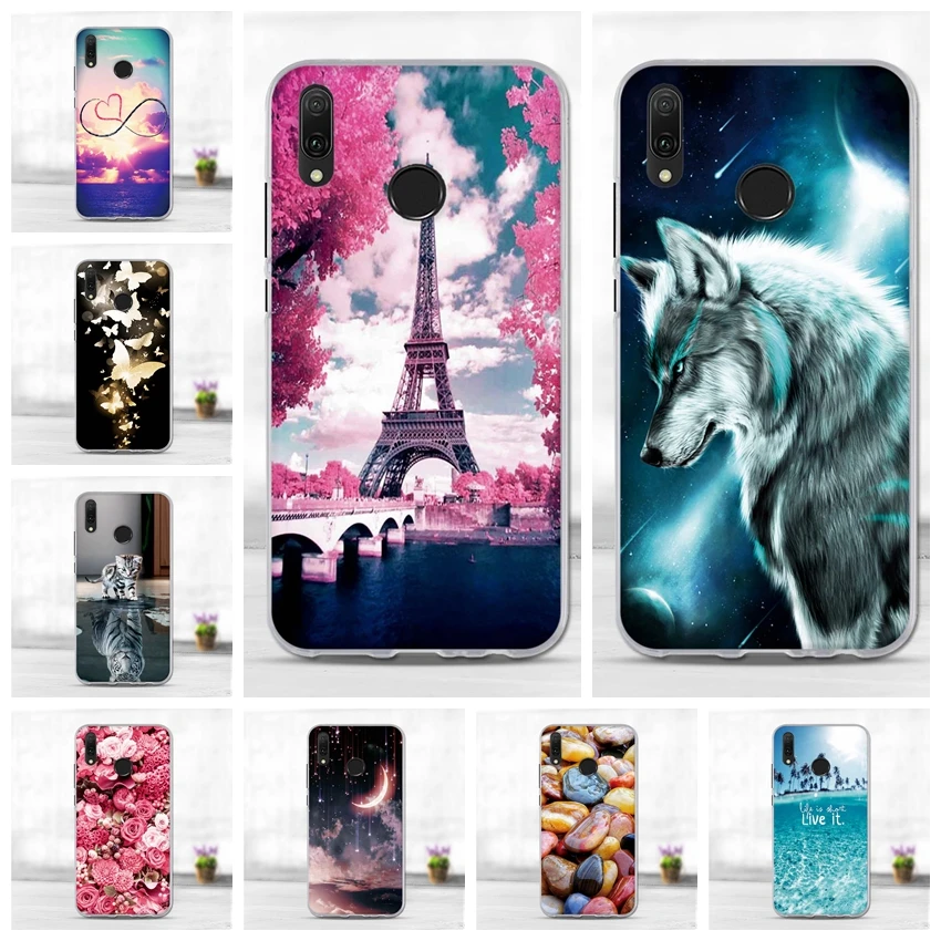 Силиконовый чехол для Huawei Y9 2019 с рисунком животных из мультфильмов мягкая задняя