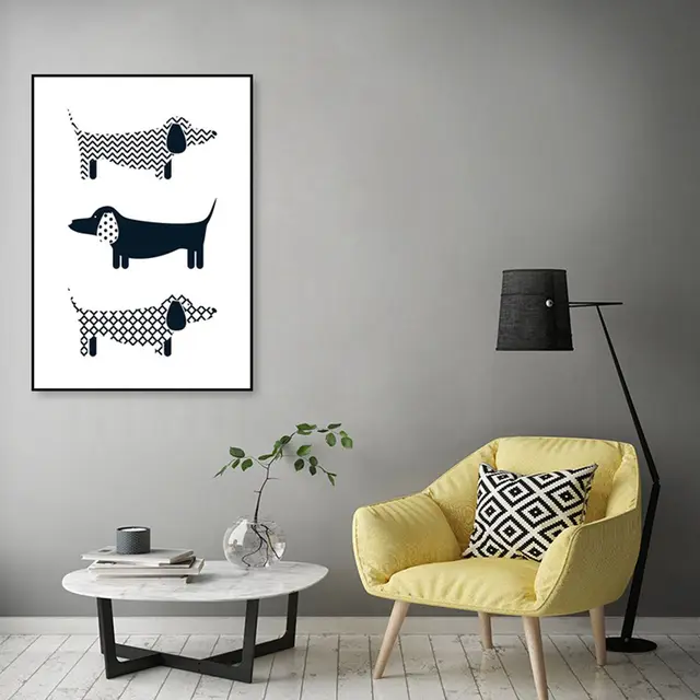 Black and White Dogs Wall Art Print Wall Picture for Bedroom Decoration B1102in Painting