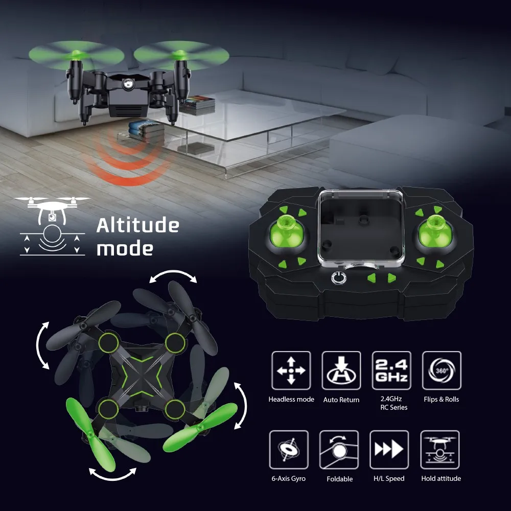 Квадрокоптер 2,4 GHz 4CH 6Axis дроны гироскоп высота держать Безголовый 3D Rolling мини складная рука Карманный Дрон Игрушки для мальчиков Рождественский подарок