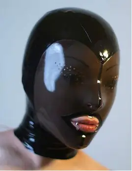 

Latex Fetish Mask With Back Zip Transparent Black Face Hood Latex