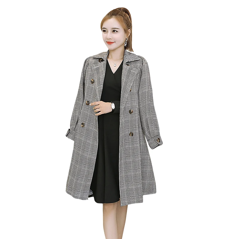 2018 Spring Women Long Trench Coat Slim Waist Knee length Coats 8112in