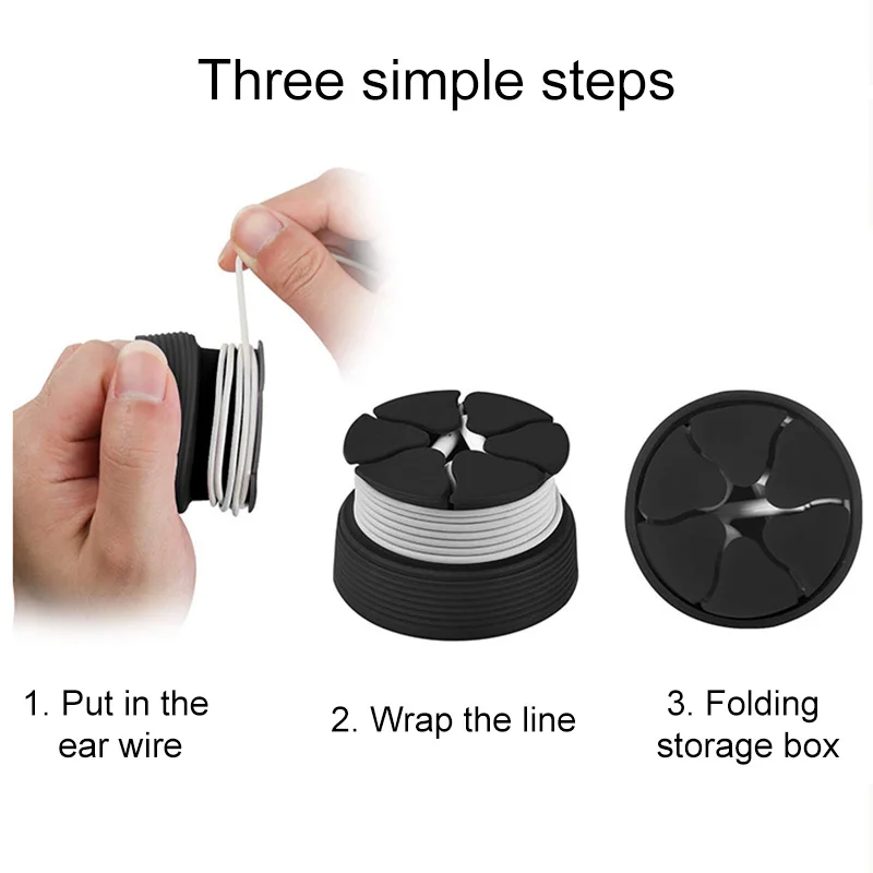 Portable Silicone Cable Organizer Winder For Earphone Digital Cables Colorful Round Mini Earbud Container Stretch Storage Box