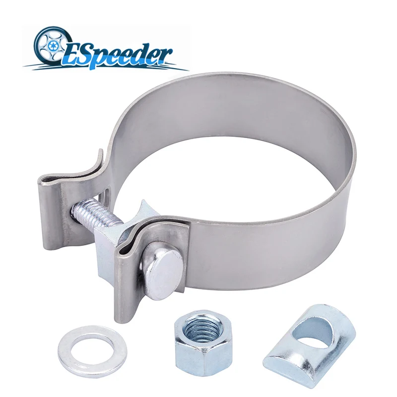 

ESPEEDER Universal 3 Inch High Strength Butt Joint Stainless Steel Exhaust Clamp Band Kit 3.0'' Auto Turbo Pipe Clips
