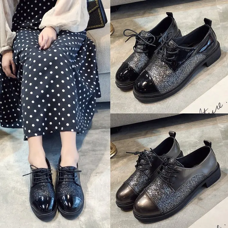 Cuir Automne 2 3 Style Chaussures Femme Printemps 2019 En Bullock Bling Mode Oxford 1 Casual