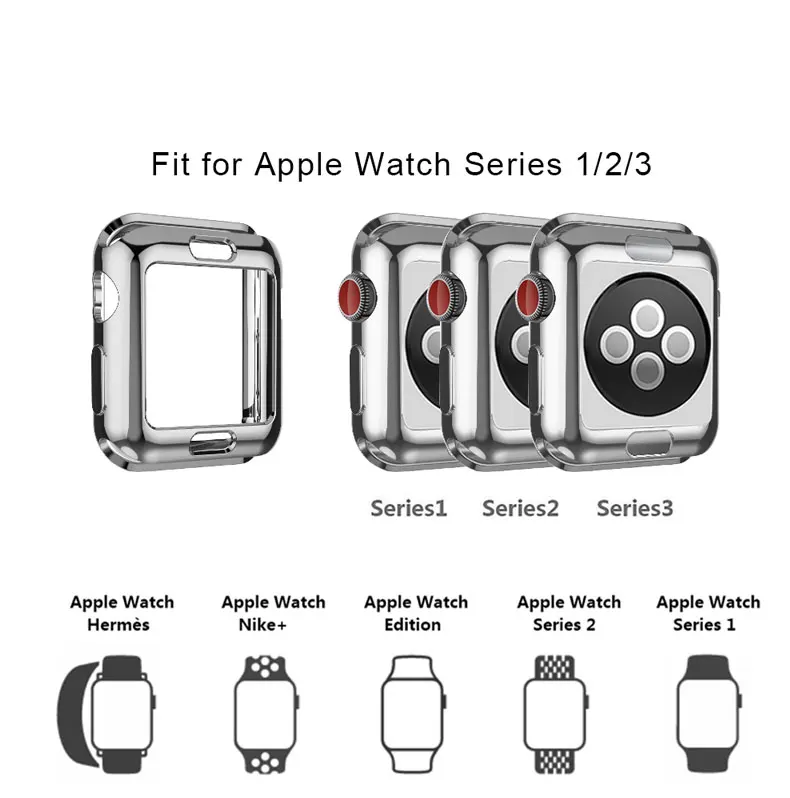 Чехол для apple watch band 42 мм 38 мм iwatch TPU Защитный гибкий бампер против царапин мягкий тонкий силиконовый чехол серия 3 2 1