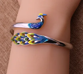 

sterling silver Phoenix peacock shape bracelets for women 6 CM Resizable silver bracelets & bangles jewelry