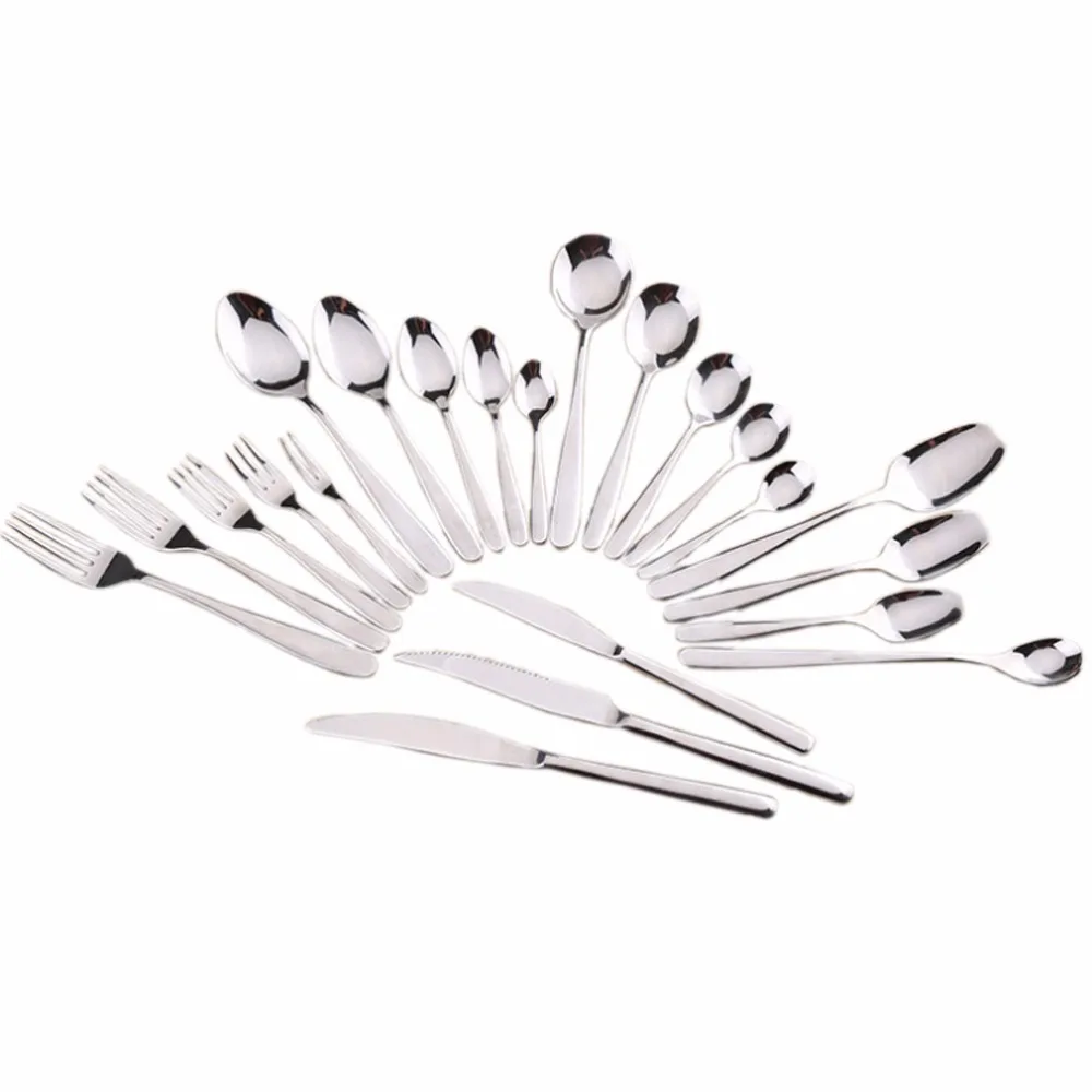 22 pcs, Stainless Steel fork Set with Forks Spoons and Knives, Silver