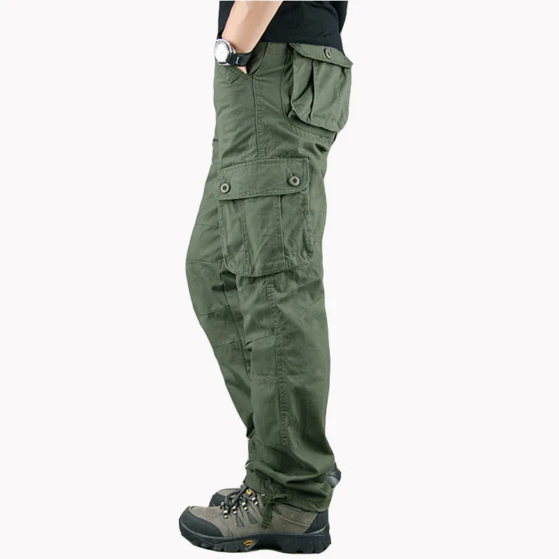 

Men's Cargo Pants Mens Casual Multi Pockets Military Large size 44 Tactical Pants Men Outwear Army Straight slacks Long Trousers