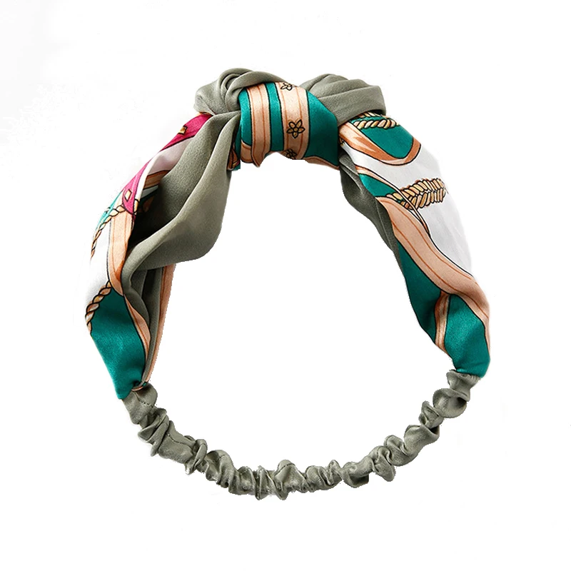 

Retro Two-Color Patchwork Headbands Elastic Cross Hair Band Chain Pattern Knotted Hairbands for Women Fashion Hair Accessories