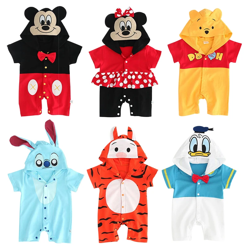 Goedkoop 2020 Baby Kleding Baby Mickey Rompertjes 100% Katoen Cartoon Minnie Korte Mouw Baby Donald Duck Jumpsuits Baby Jongen Meisje Kleding