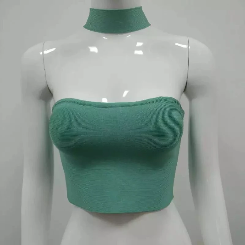 2022 New Women tops Fashion Sleeveless Off Shoulder Halter Elegant Bodycon Bandage Crop Tops tank top