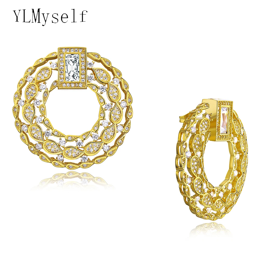 Luxury Gorgeous Women Earrings Brincos High Quality Cubic Zirconia Round Large Unusual Jewelry for Party