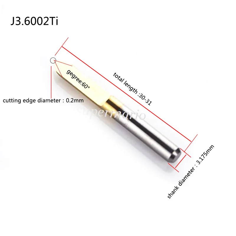 Shina 10 шт. Фрезерный резак с титановым покрытием нож с карбидным лезвием 1/" хвостовик градусов 10-90 PCB гравировальные биты CNC Маршрутизатор Инструменты Концевая мельница - Длина режущей кромки: J3.6002Tix10pcs