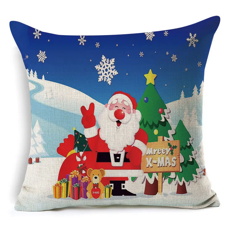 1 шт. 43*43 см, Рождественская Подушка с рисунком Санта Клауса и собаки из хлопка и льна, наволочка для подушки, декоративная наволочка 40511 - Цвет: X