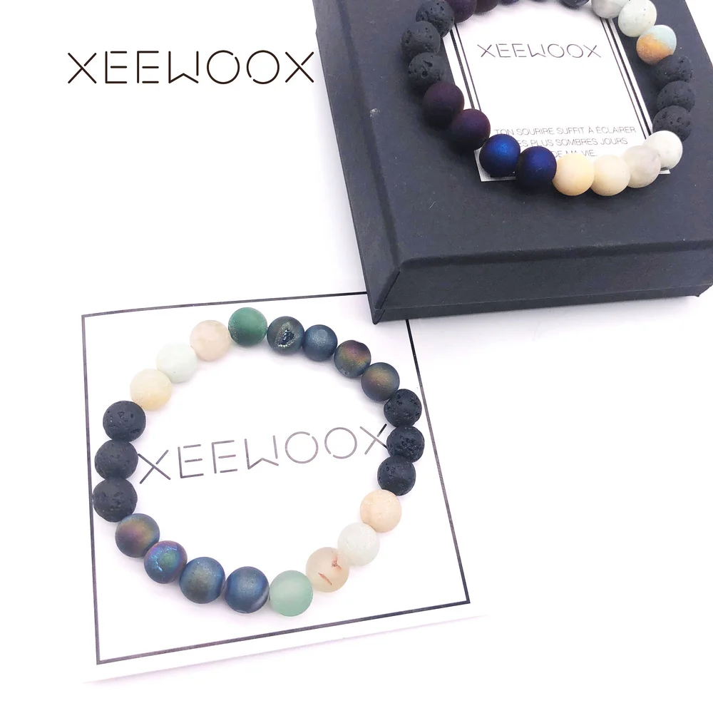 Couple Bracelet 2019 New Essential Oil Diffuser Lava Stone Bracelet Natural Stone Beads Bracelet For Woman Charm Love Boho Gift