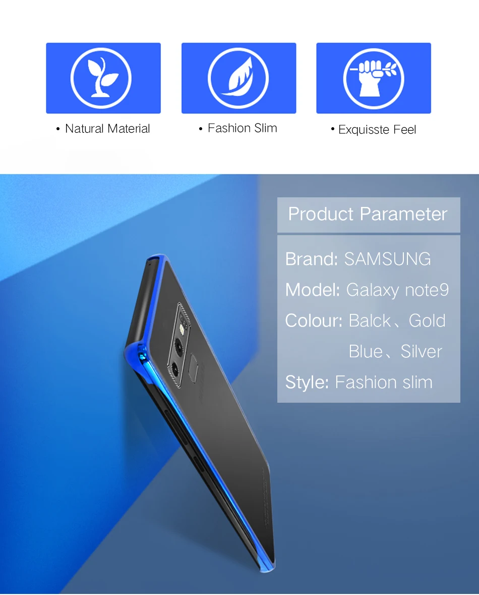 2Samsung Galaxy Note 9 Case Transparent Protective PC Case 360 Cute Luxury Shockproof Hard note9 Original Phone Cases