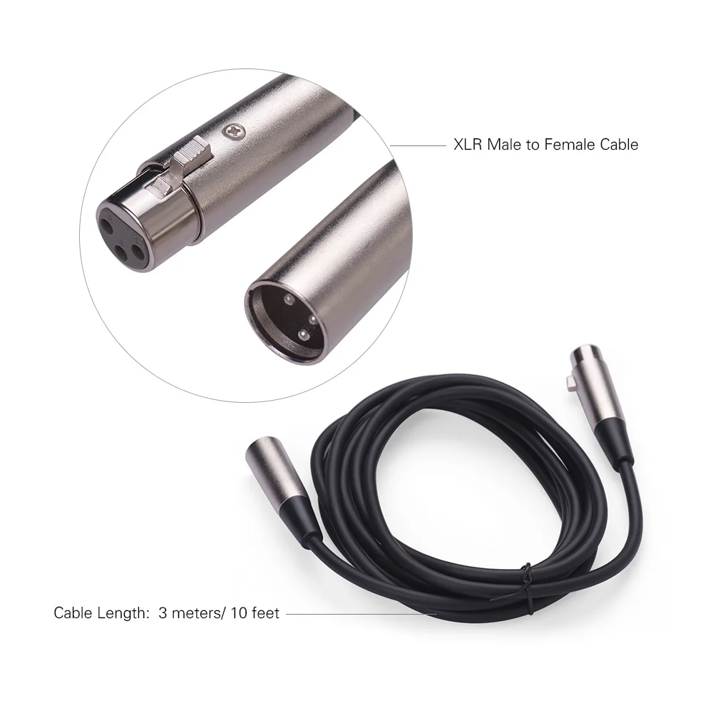XLR между штыревыми и женскими кабелями прямой штекер для микрофона микшерный пульт усилитель эквалайзер, 3 м/10 футов длинный - Цвет: Black 3m
