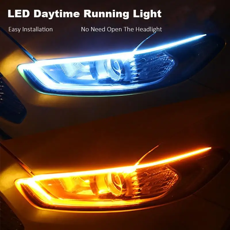 

DRL LED Daytime Running Lights Accessories Turn Signal Guide Strip Headlight Assembly 2PCS 60CM Waterproof Flexible