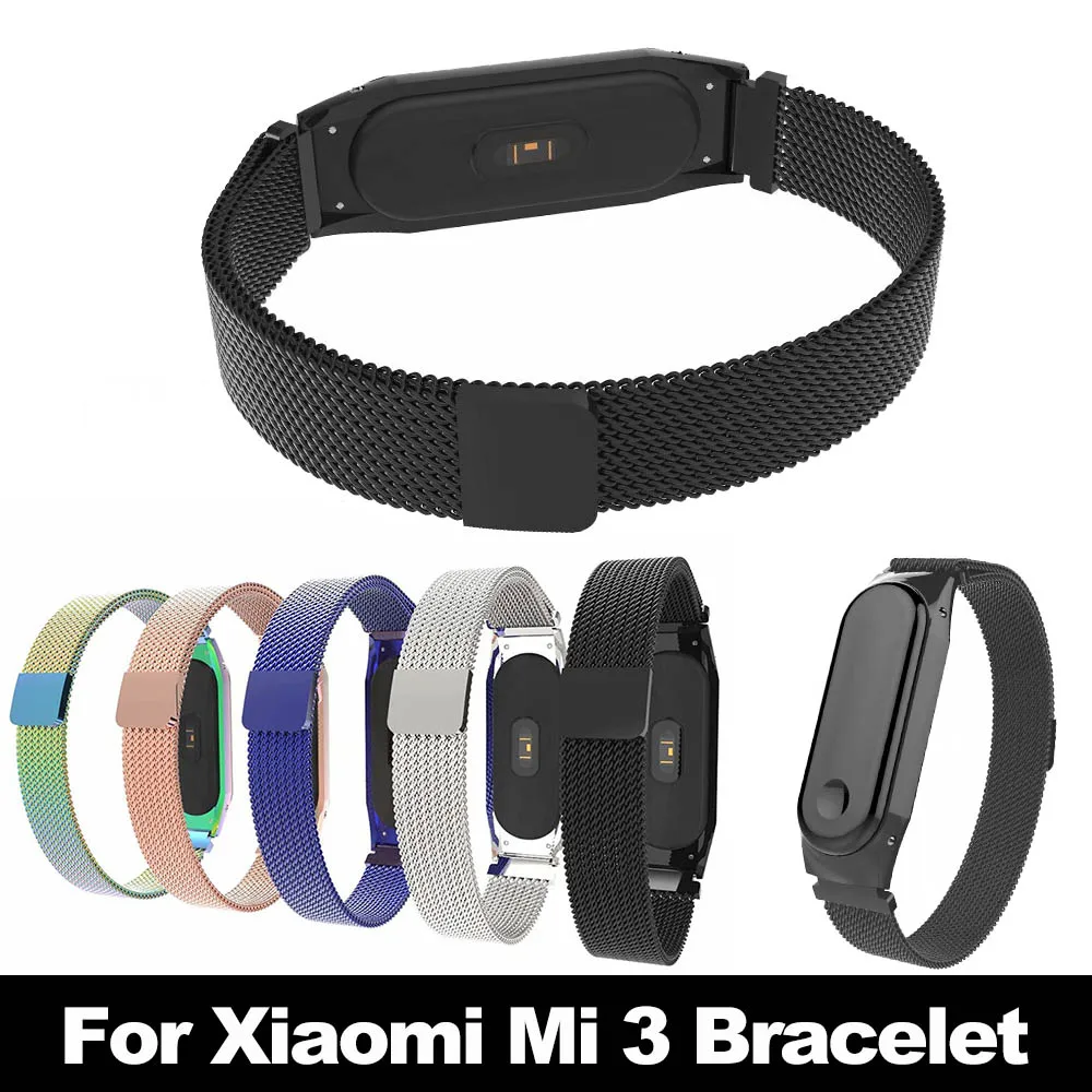 

2019 New Milanese Loop Strap for Xiaomi Mi Band 3 Stainless Steel Bracelet for Miband 3 Fitness Watch Band with Magnetic Buckle