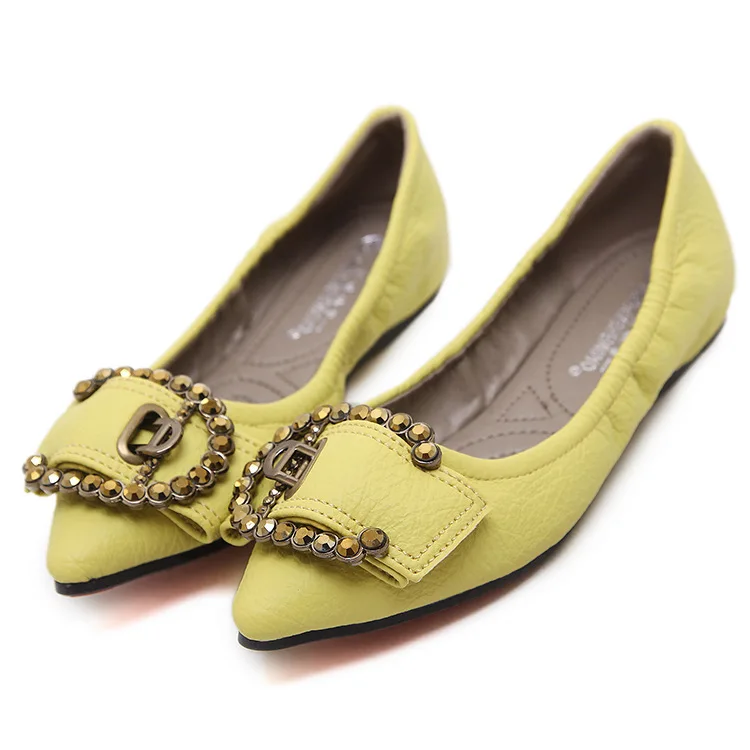 

2019 spring new stylish simple metal buckle flat shoes women comfortable soft casual shoes.
