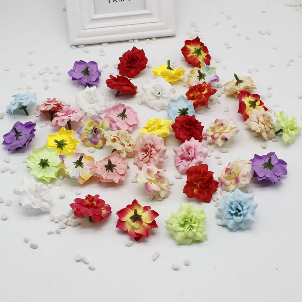 

Little Flower Flower Capsules 10 PCS emulation silk fabric The hairpin garland flowers In Silk Rose Wedding Flowers 4 CM