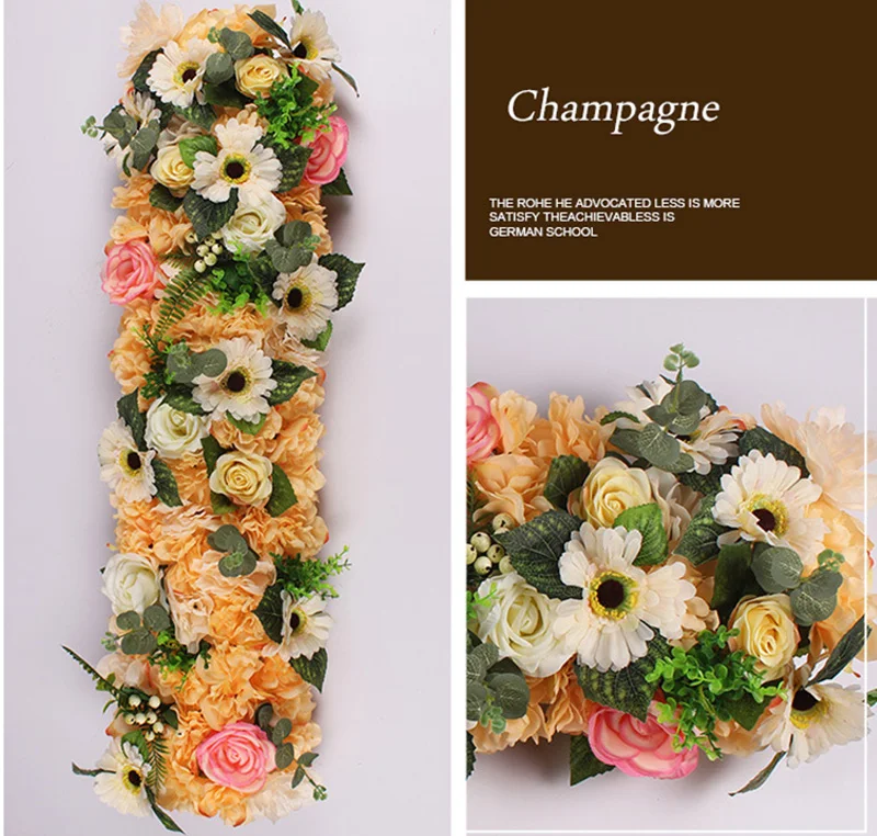 Flone Artificial Silk Fake Flowers 100cm Wedding Rose Flowers Row Wedding Scene Layout Flower Road Wall Arch Door Decoration (9)