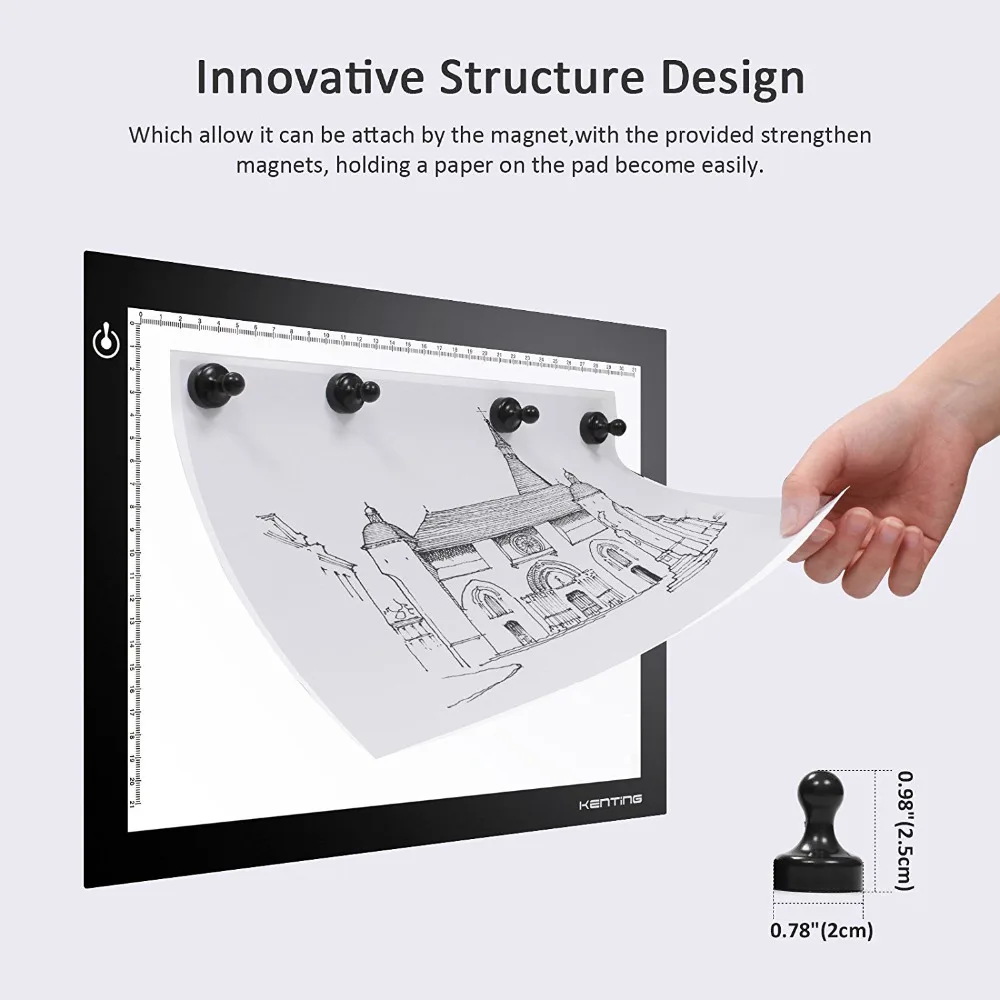 Магнитный K4M регулируемый светодиодный светильник Kenting копия Трассировка доска колодки цифровой чертеж планшет питание от USB для анимационных набросков