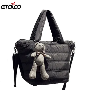 

Women Winter Handbags 2018 New Down Jacket Bag Retro Space Bag Portable Shoulder Messenger Bags