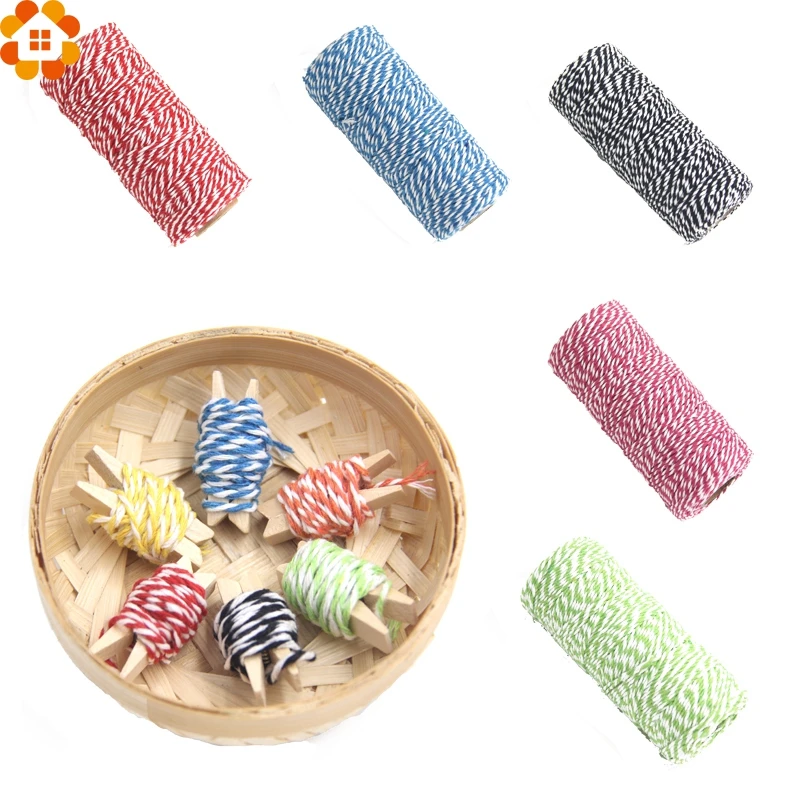 

Wholesale!200Yards Cotton Bakers Twine Stripe Line DIY Wedding Birthday Party Favors Decoration Gift Craft Package Supplies